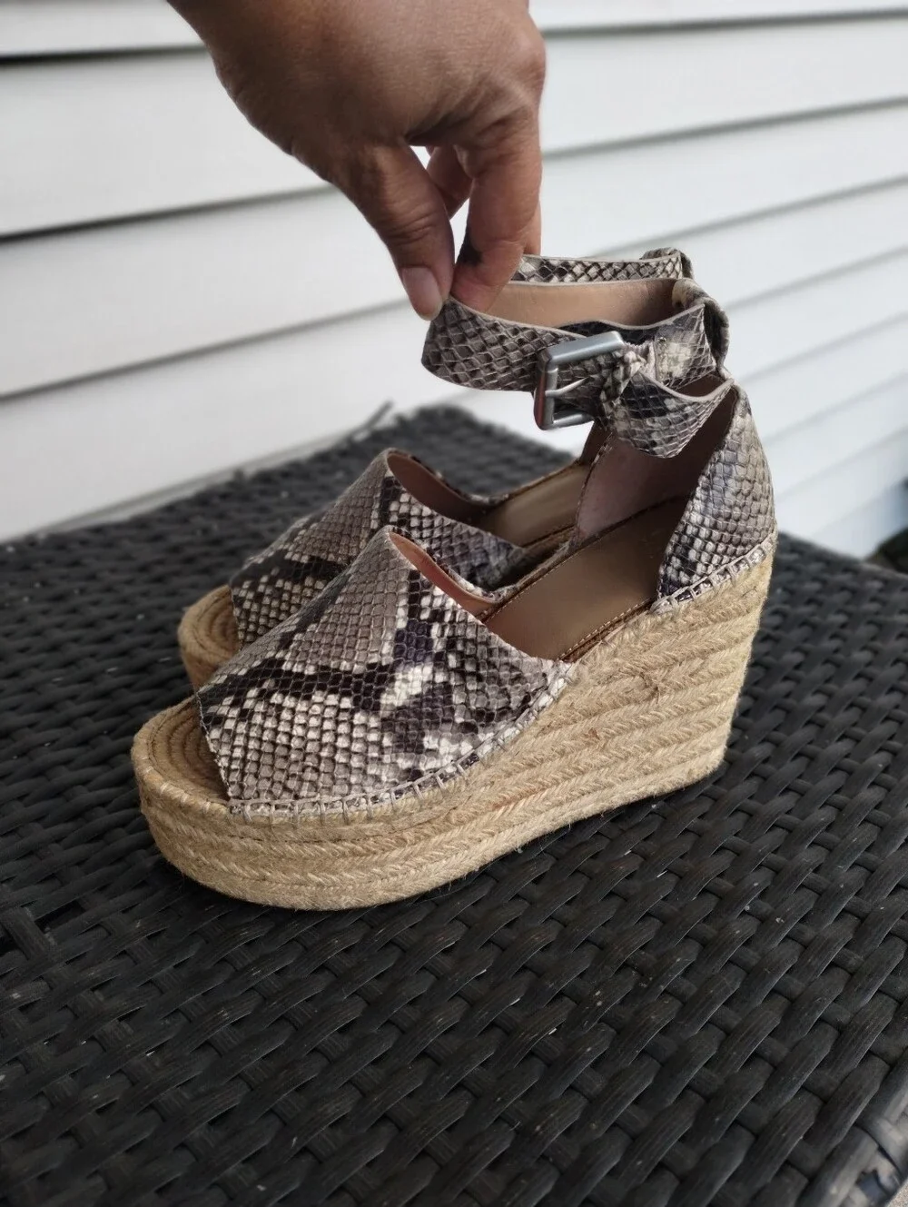 Marc Fisher LTD Devon Snake Print Espadrille Wedges Women’s 7.5